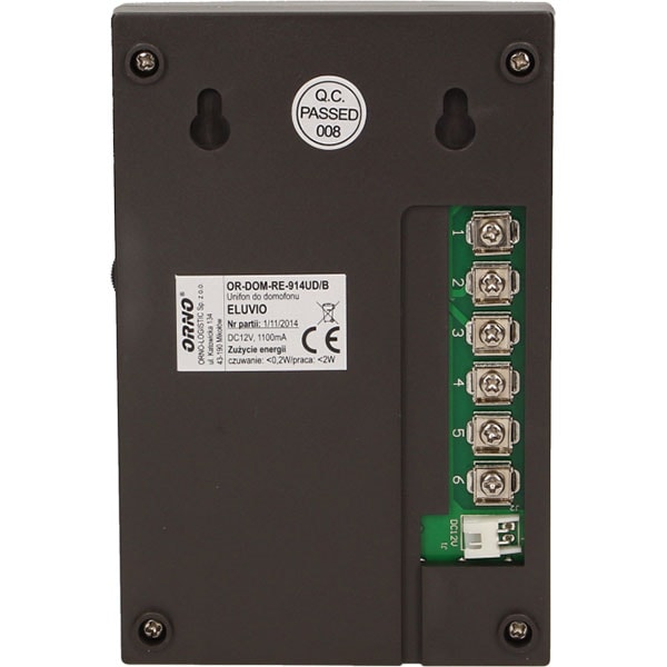 Interfon cu fir ORNO OR-DOM-RE-914/B, ultra-slim, negru