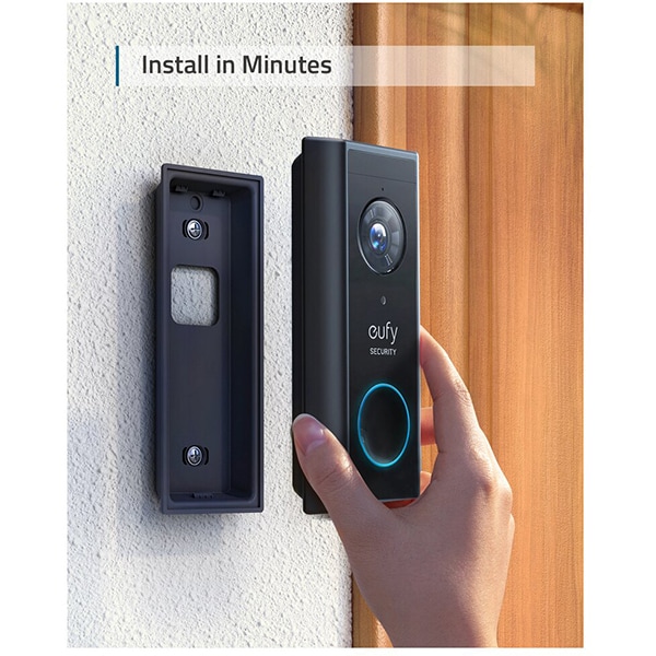 Sonerie video wireless EUFY T82101W1, 2K HD, Wi-Fi, negru