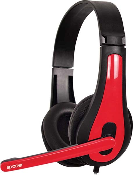 Casti PC SPACER SPK-507, 3.5mm, negru-rosu