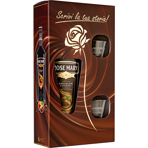 Set Lichior Rose Mary Chocolate&hazelnuts, 1L + 2 pahare