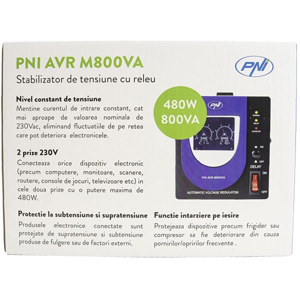 Stabilizator de tensiune PNI M800VA, 480W