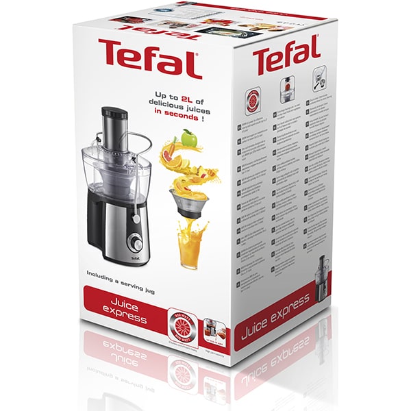 Storcator fructe si legume TEFAL ZE550D38, 2l, 800W, 2 trepte viteza, negru - argintiu