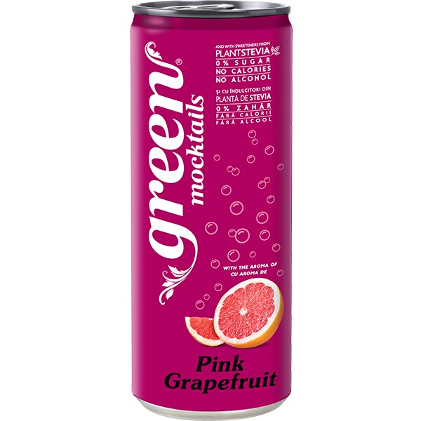 Bautura racoritoare carbogazoasa GREEN Pink Grapefruit Can bax 0.33L x 24 doze