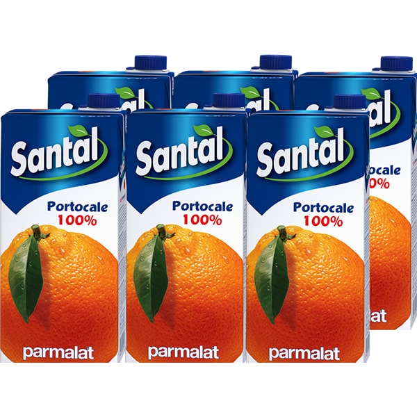 Bautura racoritoare necarbogazoasa SANTAL Juice Portocale, 2L, 6 cutii