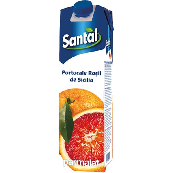Bautura racoritoare necarbogazoasa SANTAL Red Line Portocale rosii, 1L, 6 cutii
