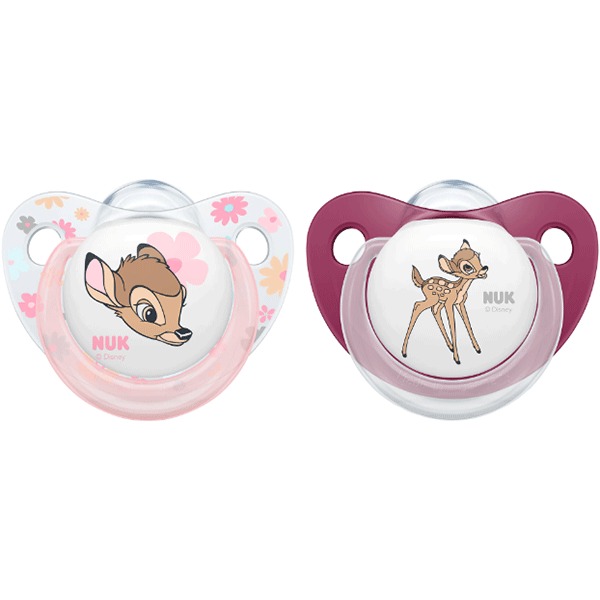 Suzeta NUK Disney Bambi 10175244, 0-6 luni, 2 buc, roz-mov