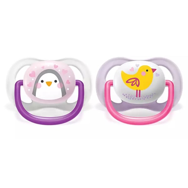 Suzeta PHILIPS AVENT Ultra Air SCF080/06, 0 luni+, 2 buc, roz-mov