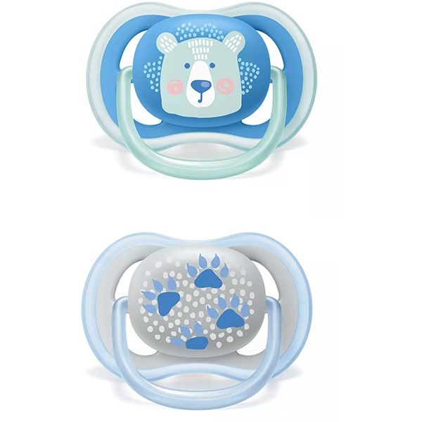 Suzeta PHILIPS AVENT Ultra Air SCF085/03, 6 luni+, 2 buc, albastru-gri