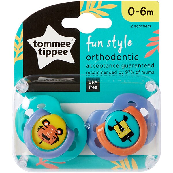Suzeta ortodontica TOMMEE TIPPEE ONL Fun TT0229, 0-6 luni, 2 buc