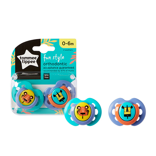 Suzeta ortodontica TOMMEE TIPPEE ONL Fun TT0229, 0-6 luni, 2 buc