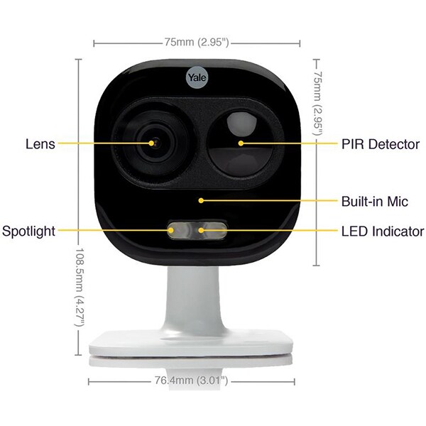 Camera supraveghere Wireless exterior YALE SV-DAFX-W EU, Full HD 1080p, IR, Night Vision, alb