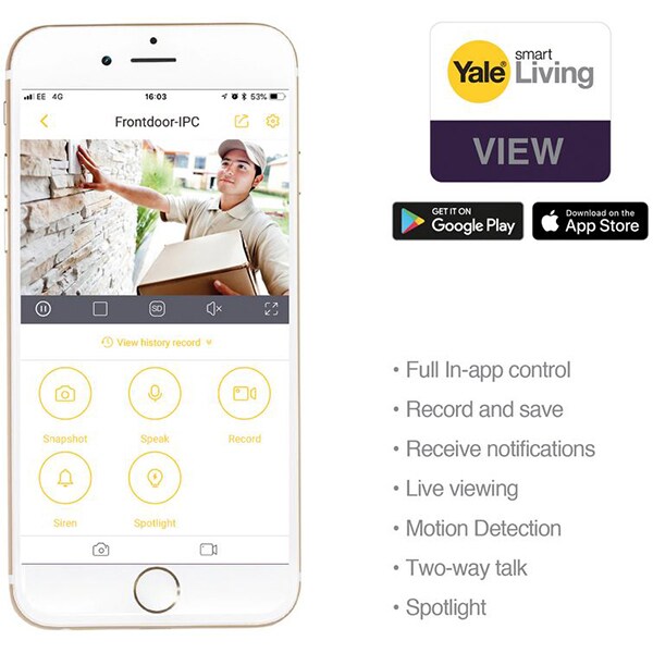 Camera supraveghere Wireless exterior YALE SV-DAFX-W EU, Full HD 1080p, IR, Night Vision, alb