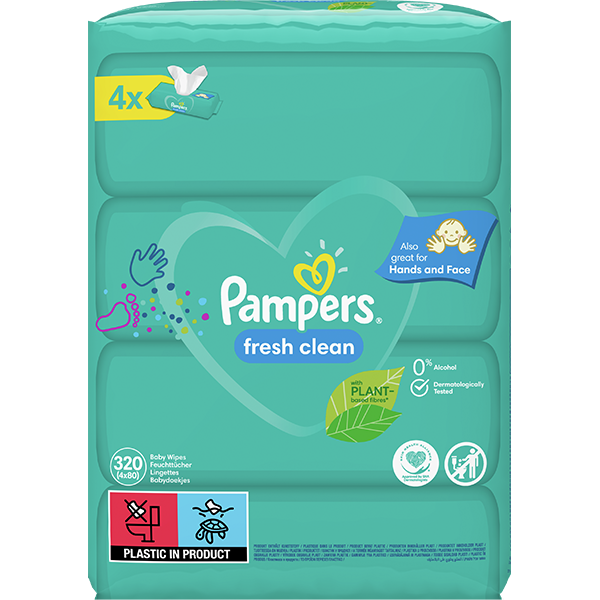 Servetele umede PAMPERS Fresh Clean, 4 pachete, 320 buc