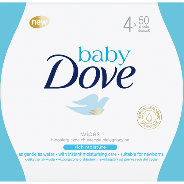 Servetele umede DOVE Baby Rich Moisture, 12 pachete, 600 buc 
