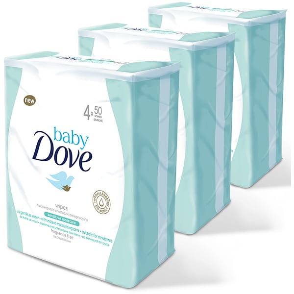 Servetele umede DOVE Baby Sensitive Moisture, 12 pachete, 600 buc