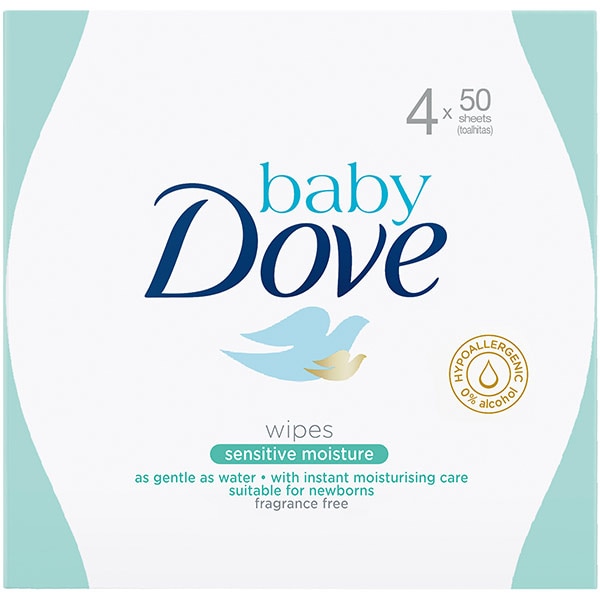 Servetele umede DOVE Baby Sensitive Moisture, 12 pachete, 600 buc