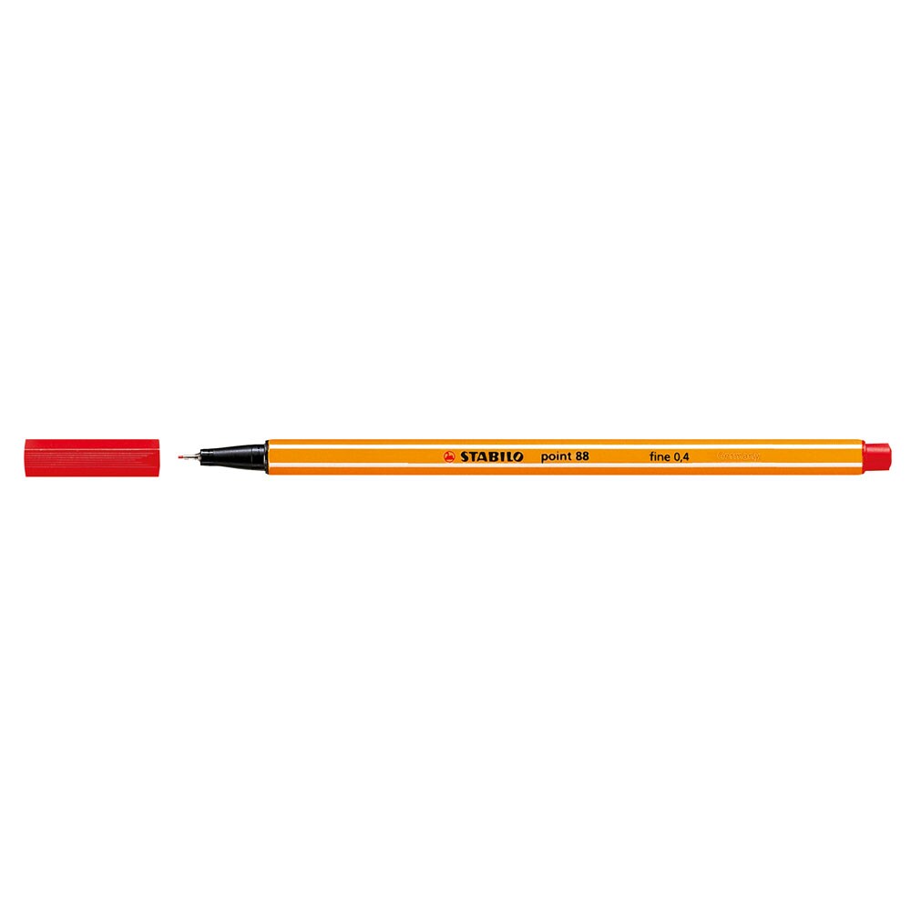 Liner STABILO Point 88, fetru, 0.4 mm, rosu