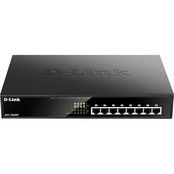 Switch D-LINK DGS1008MP PoE, 8 porturi Gigabit, negru