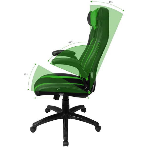 Scaun gaming MYRIA MG7406GR, negru-verde