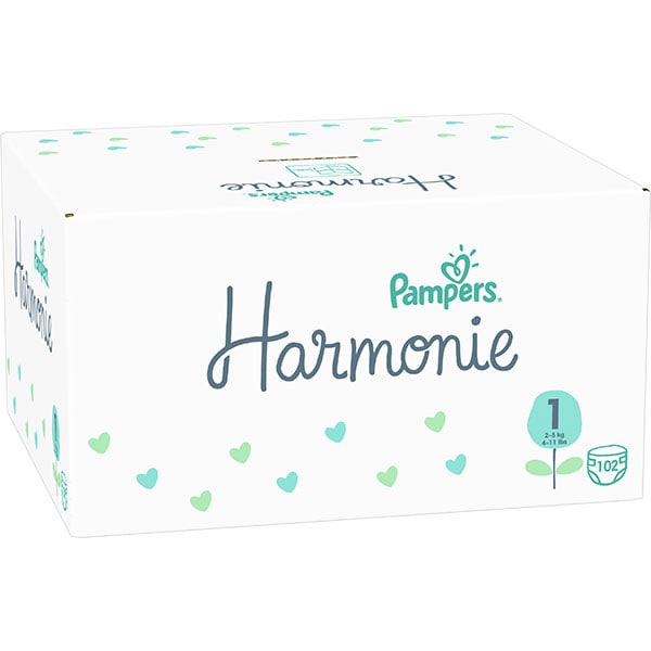 Scutece PAMPERS Harmonie XXL Box nr 1, Unisex, 2-5 kg, 102 buc