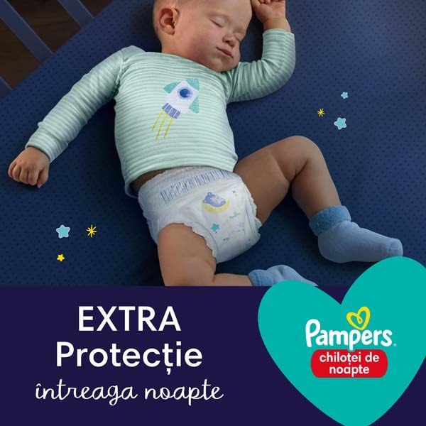 Scutece chilotel de noapte PAMPERS Night Pants Value Pack nr 6, Unisex, 15 kg+, 19 buc