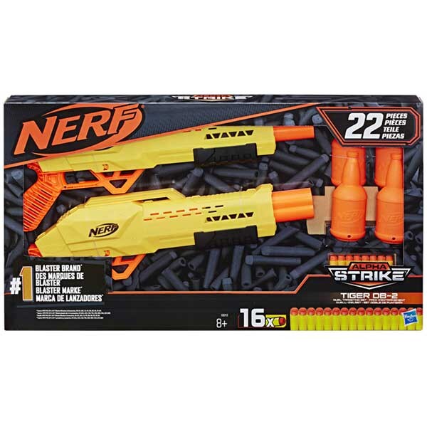Set 2 blastere NERF Alpha Strike Tiger DB2 cu tinte E8312, 8 ani+, multicolor