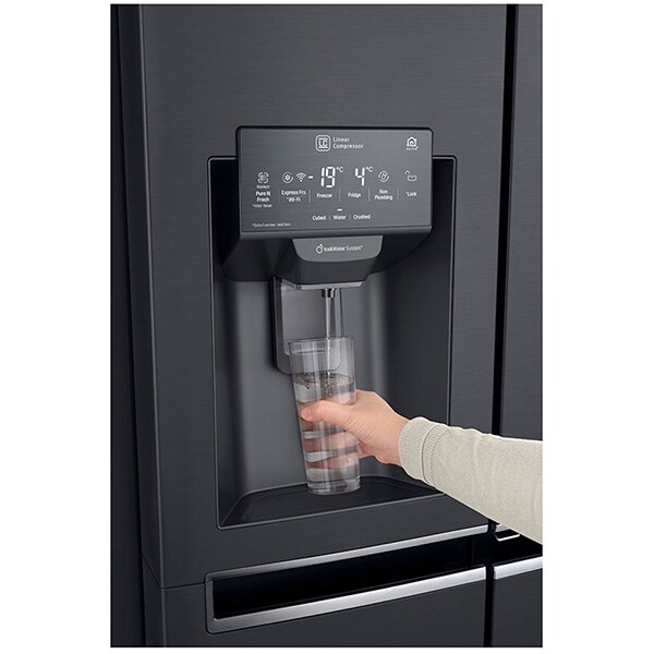 Side by Side LG GSX961MCVZ, No Frost, 625 l, H 179, Clasa F, InstaView, Wi-Fi, negru