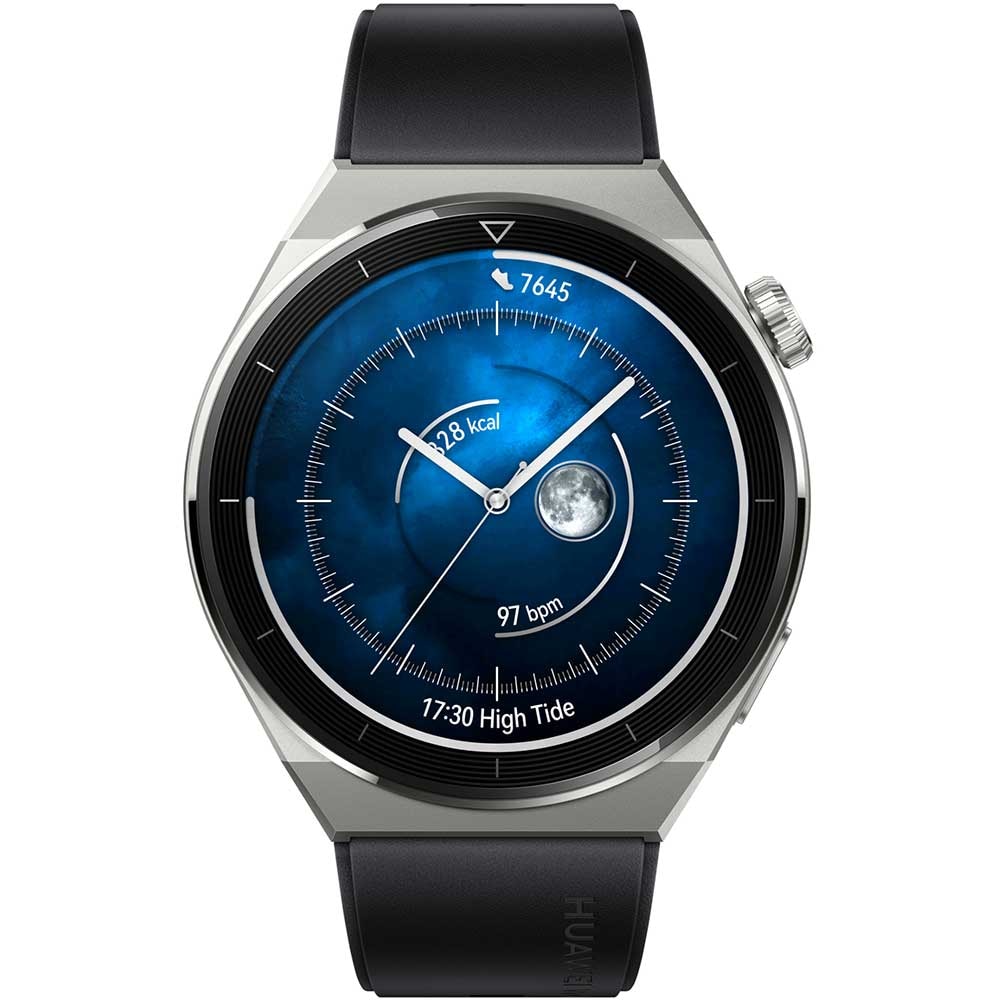 Smartwatch HUAWEI Watch GT 3 Pro Titanium 46mm, Android/iOS, Black Fluoroelastomer Strap