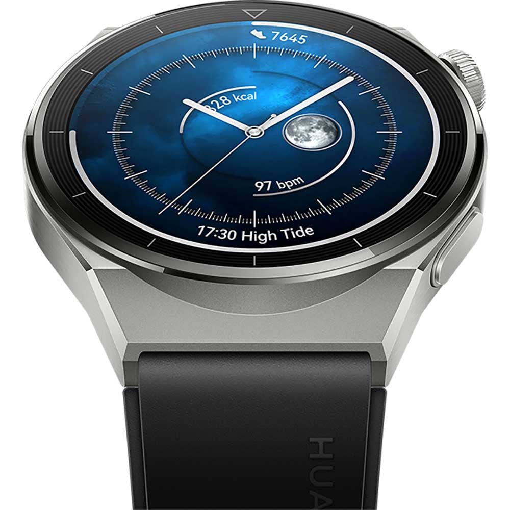 Smartwatch HUAWEI Watch GT 3 Pro Titanium 46mm, Android/iOS, Black Fluoroelastomer Strap