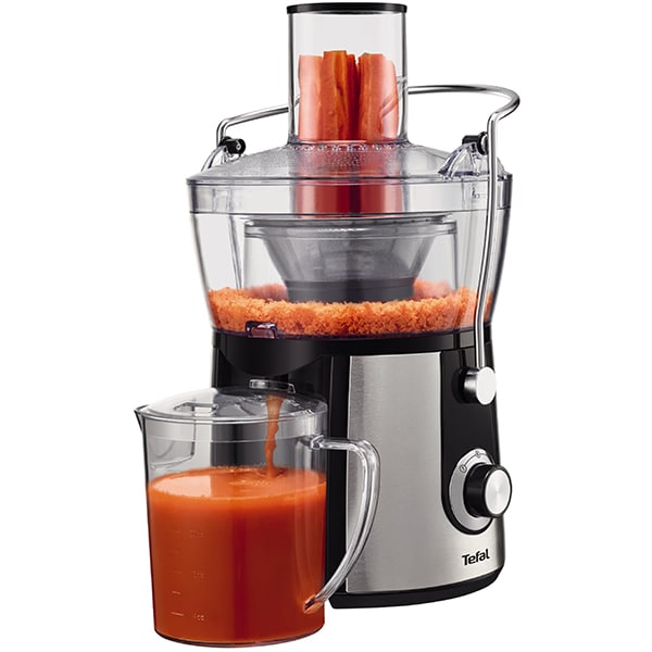 Storcator fructe si legume TEFAL ZE550D38, 2l, 800W, 2 trepte viteza, negru - argintiu