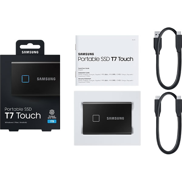 SSD extern SAMSUNG T7 Touch MU-PC1T0K/WW, 1TB, USB 3.2 Gen 2, negru