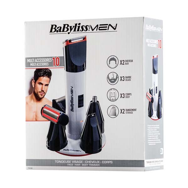 Trimmer pentru barba si corp BABYLISS Multi 10 T839E, acumulator, 45 min autonomie, alb