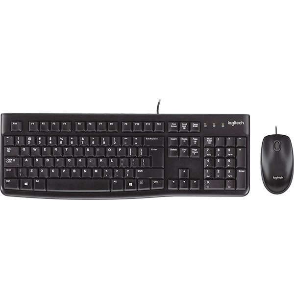 Kit tastatura si mouse cu fir LOGITECH MK120, USB, Layout US INT, negru