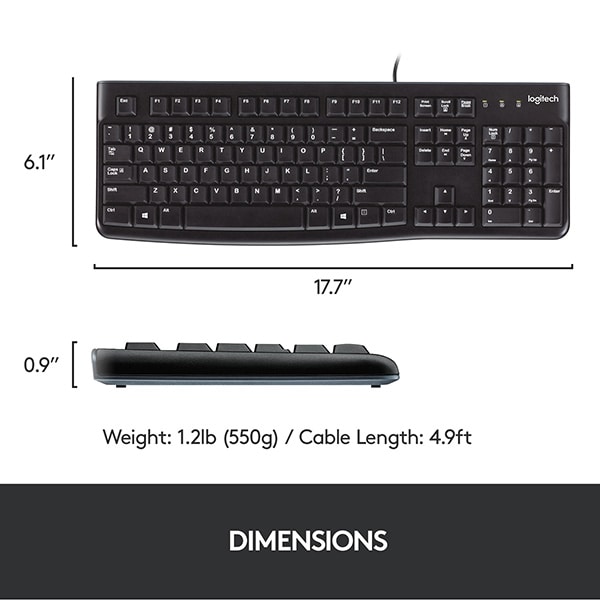 Kit tastatura si mouse cu fir LOGITECH MK120, USB, Layout US INT, negru