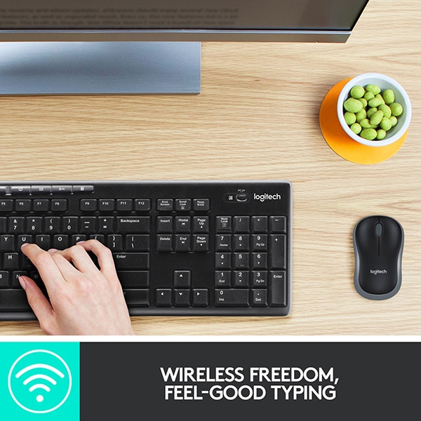 Kit tastatura si mouse Wireless LOGITECH MK270, USB, Layout UK, negru