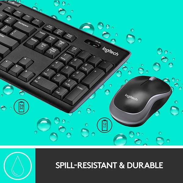Kit tastatura si mouse Wireless LOGITECH MK270, USB, Layout UK, negru