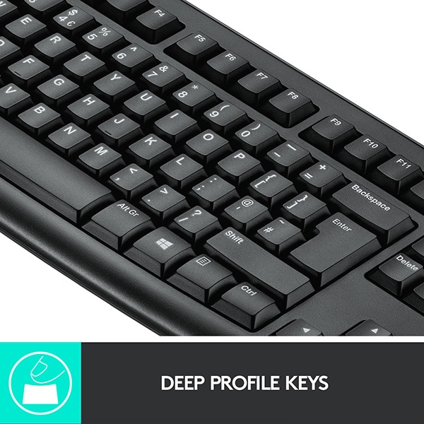 Kit tastatura si mouse Wireless LOGITECH MK270, USB, Layout UK, negru