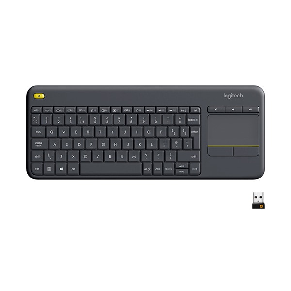 Tastatura Wireless LOGITECH Touch K400 Plus, USB, Layout US INT, negru