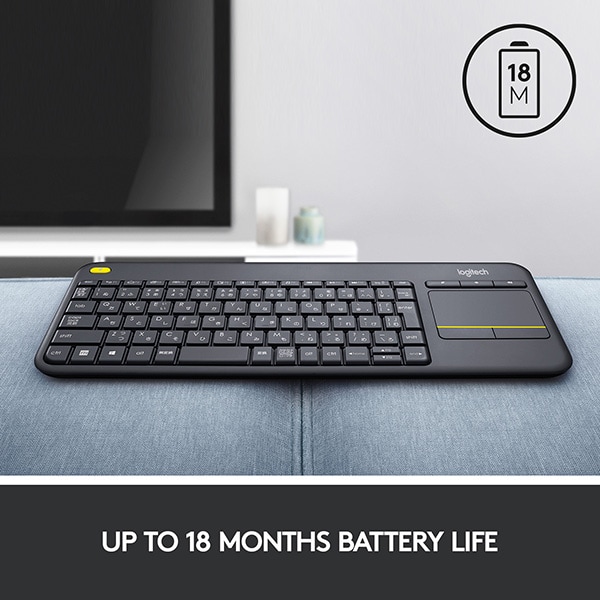 Tastatura Wireless LOGITECH Touch K400 Plus, USB, Layout US INT, negru