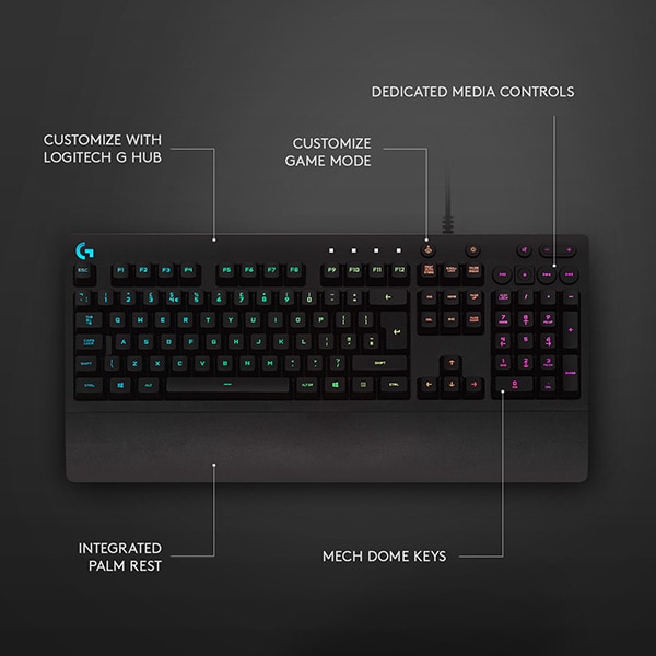 Tastatura Gaming LOGITECH Prodigy G213, USB, Layout US INT, negru