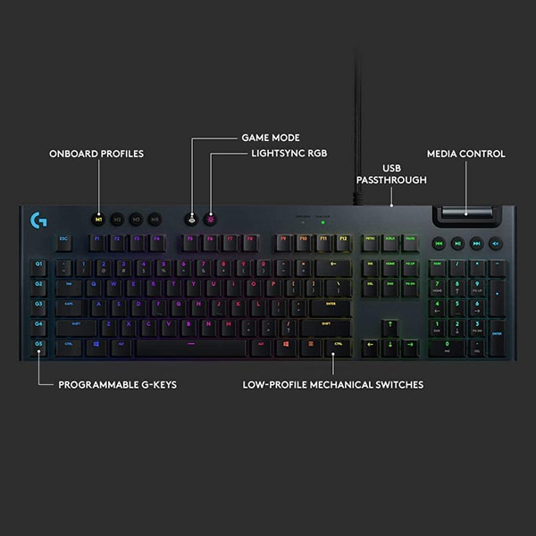 Tastatura Gaming mecanica LOGITECH G815 Tactile Switch, USB, Layout INT, negru