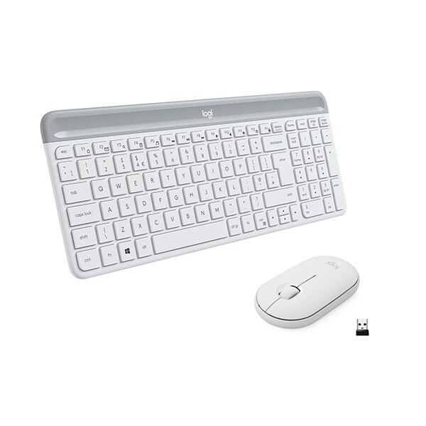 Kit tastatura si mouse Wireless LOGITECH MK470 Slim, USB, Layout US INT, alb