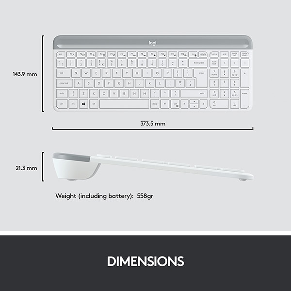 Kit tastatura si mouse Wireless LOGITECH MK470 Slim, USB, Layout US INT, alb