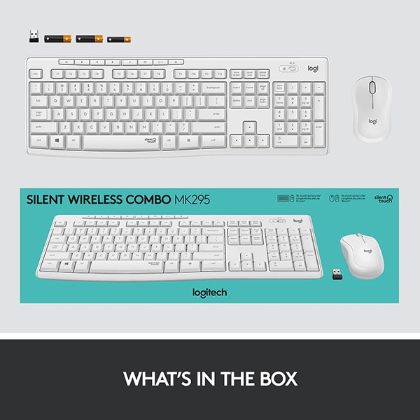 Kit tastatura si mouse Wireless LOGITECH MK295 Silent, USB, alb