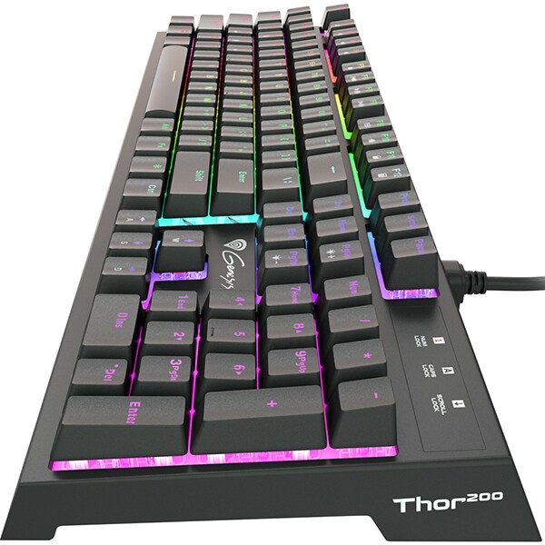 Tastatura Gaming semi-mecanica NATEC Genesis Thor 200 RGB, USB, Layout US, negru
