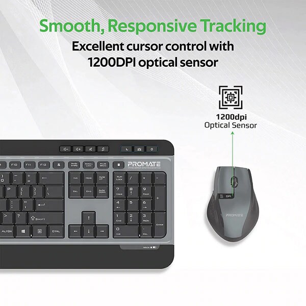 Kit tastatura si mouse PROMATE ProCombo-9, USB, negru