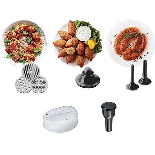 Masina de tocat carne KENWOOD MG510, 2kg/min, 1600W, accesoriu carnati/kebbe, argintiu