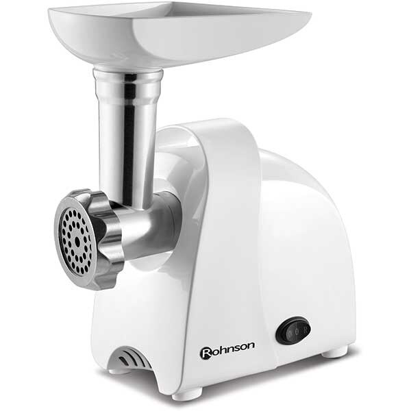 Masina de tocat carne ROHNSON R548, 2kg/min, 1500W, accesoriu carnati/suc de rosii, alb