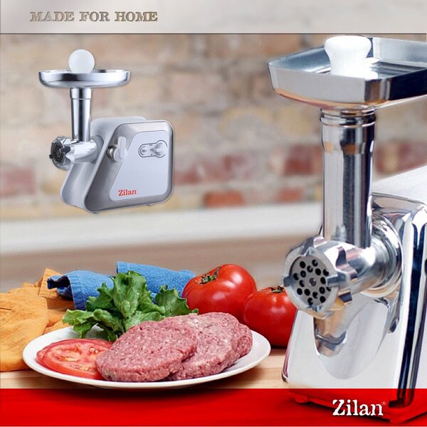 Masina de tocat carne ZILAN ZLN2409, 1.5kg/min, 1800W, accesoriu carnati/kebbe, argintiu-negru
