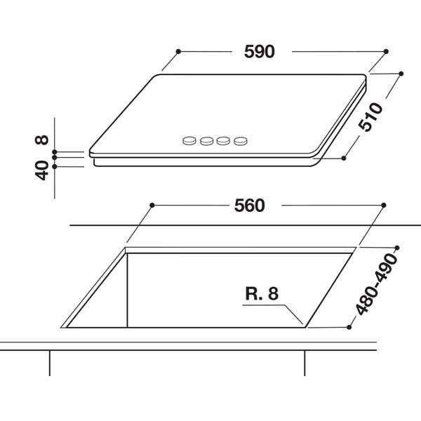Plita incorporabila WHIRLPOOL GOS 6415/NB, Gaz, 4 arzatoare, negru